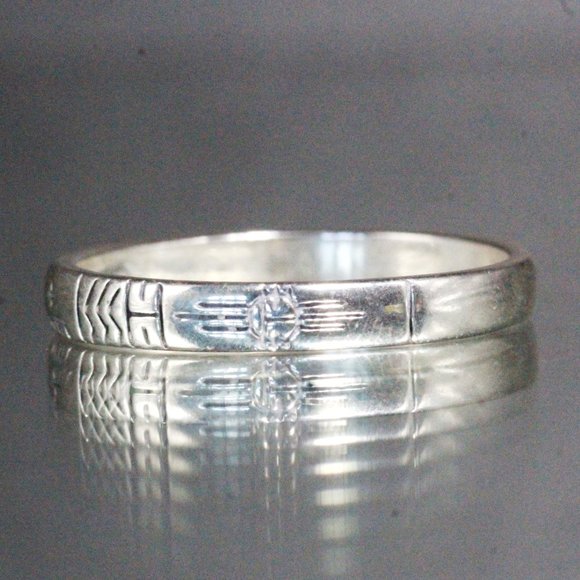 Carolyn Pollack Southwest Sterling Silver Contemporary QVC Etched Band Ring - Picture 2 of 8